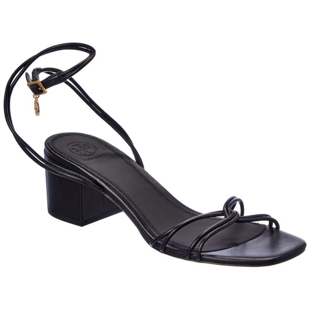Tory Burch Black Heels with Elegant Block Heel and Ankle Strap